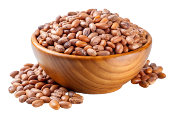 pinto beans in wooden bowl isolated on transparent background png