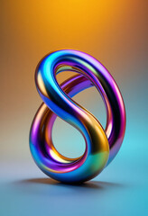 Colorful Abstract 3D Möbius Strip with Iridescent Surface and Gradient Background in Artful Display for digital artists, tech enthusiasts, content creators, marketers, art lovers