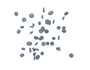 3d Grey Plastic Pellets Or PVC Polymer Beads Flying In The Air 3d Illustration