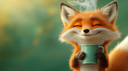 Obraz premium red fox with a glass of milk