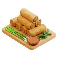 spring rolls 3d icon illustration