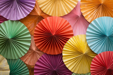 Colorful paper fans.
