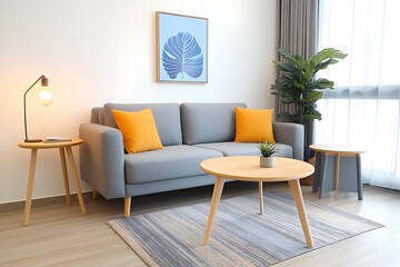 Modern living room design bright apartment interior decor cozy environment welcoming viewpoint
