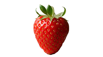 Single Red Strawberry Vibrant Summer Fruit, Ripe and Juicy for Food Displays, isolated on transparent background.