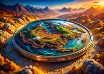 Surreal 3D Turkey Map Disk: Abstract Geographic Art