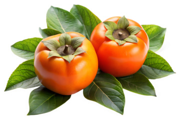 three persimmons on a white isolated on transparent background png