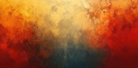 Fototapeta premium Abstract fiery sunset landscape with textured gold orange and red hues