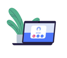 Laptop. Online call. Сommunication concept. Laptop screen, web service for video conference, webinar