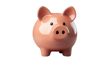 Financial Future: A classic ceramic piggy bank, symbolizing savings and financial security, stands ready to accept deposits, signifying the timeless act of saving money.