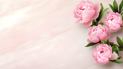 Fresh pink peonies bloom against a pastel backdrop, symbolizing beauty and renewal