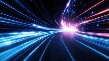 A blue and red light show with a purple line in the middle