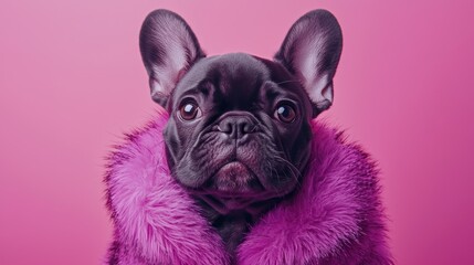 Fototapeta premium Playful French Bulldog Puppy in Cozy Jacket