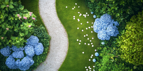Aerial view of a garden