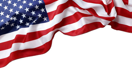 American Flag Draped Patriotic Red, White, and Blue, USA Stars Symbol, isolated on transparent background.