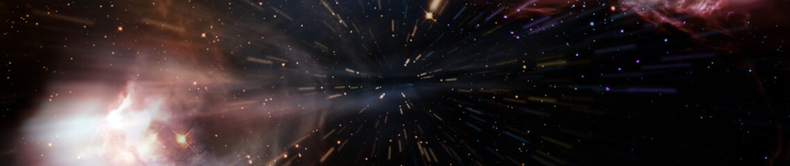 Vivid skyscape with bright star, distant galaxies and countless stars in deep space. Elements of...