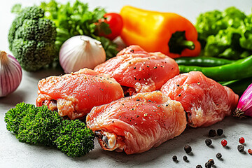 raw chicken breast with vegetables