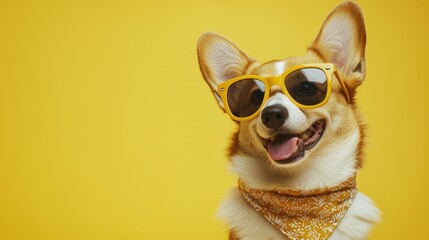 Playful Corgi Dog in Summer Style