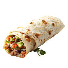 Mexican burrito rolls isolated on a white or transparent background
