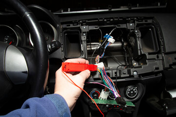 Car audio system. Installing the audio system on the car.