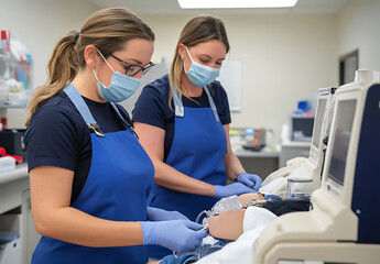Doctor doing an perfect endoscopy of the patient in the hospital.