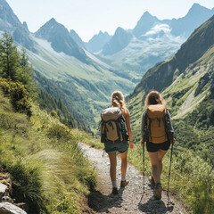 Adventure Hiking: Couple Exploring Mountain Trails and Scenic Views