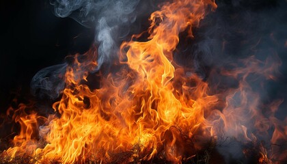 fire with smoke and flames