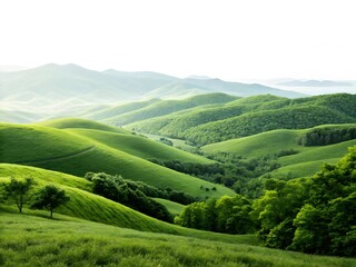 Fototapeta premium landscape with green hills and mountains