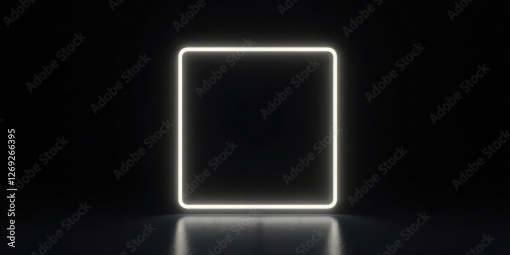 Poster Illuminated Square Frame in Dark Setting A Modern Abstract Composition for Design and Background Use