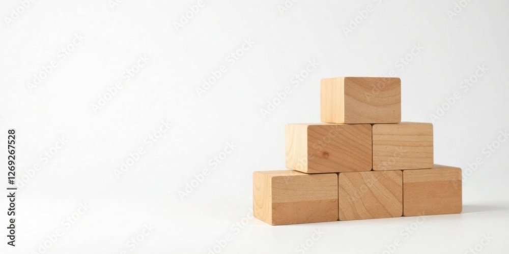 Aufkleber simple wooden blocks arranged in a pyramid shape on a white background