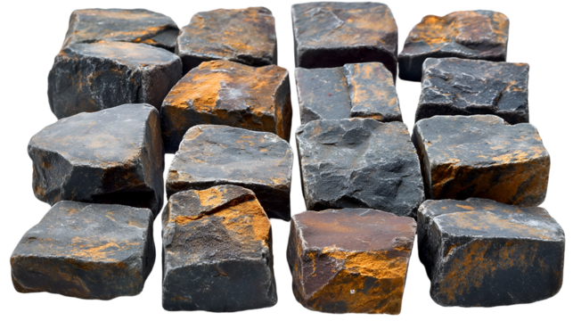Stone Cubes Dark Grey Texture, Rough Surface for Building and Decor Themes, isolated on transparent background. - Powered by Adobe