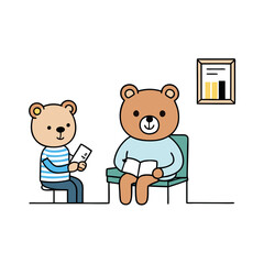 set of funny cartoon doctor