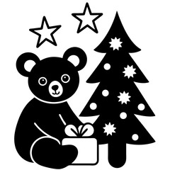 teddy bear on christmas tree