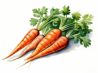 an AI Image Generator, Illustration of Four Vibrant Carrots