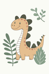 Fototapeta premium A cheerful friend from prehistoric times: simple and charming vector illustration 