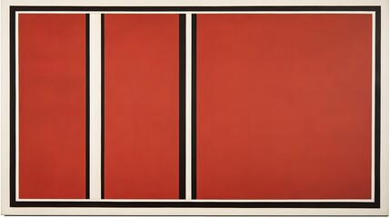 Fototapeta premium Abstract Red Minimalist Art Painting with Black and White Lines