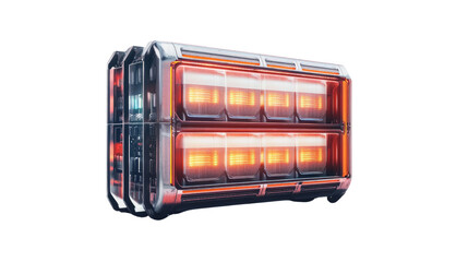 Technological Marvel:  Futuristic battery module, showcasing advanced energy storage within a sleek, modern design.