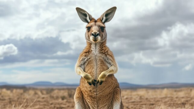 Australian Kangaroo Facing Forward in Outback