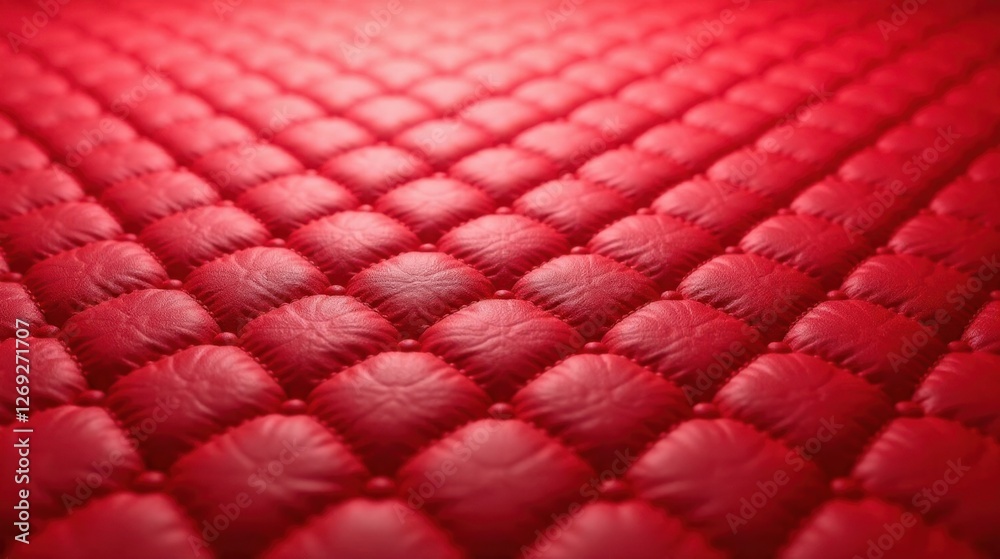 Aufkleber Luxurious Red Upholstery Texture  A Detailed Close-Up of Deep Crimson Button-Tufting Pattern
