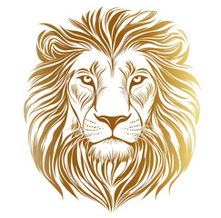 Obraz premium Lion head, Lion face icon logo illustration in golden color.