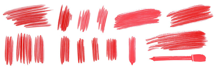 Colorful hand-drawn marker lines set isolated on a transparent background