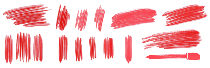 Colorful hand-drawn marker lines set isolated on a transparent background