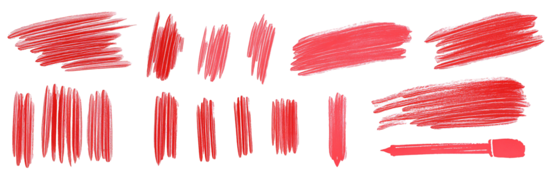 Colorful hand-drawn marker lines set isolated on a transparent background