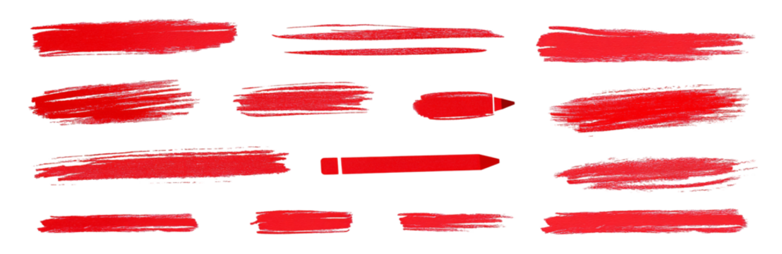 Colorful hand-drawn marker lines set isolated on a transparent background - Powered by Adobe