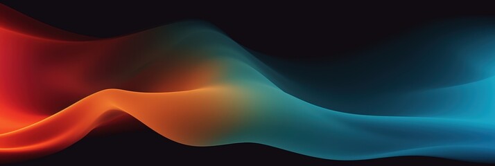 A vibrant wave of red and blue light flows gracefully against a dark background, creating an energetic and dynamic visual effect.