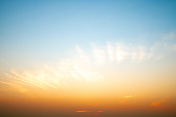 Beautiful , luxury soft gradient orange gold clouds and sunlight on the blue sky perfect for the background, take in evening,Twilight, Large size, high definition landscape photo