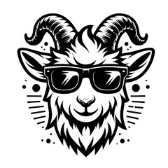 vector image of a goat, goat head mascot, goat, cool, style, vector, illustration, head goat