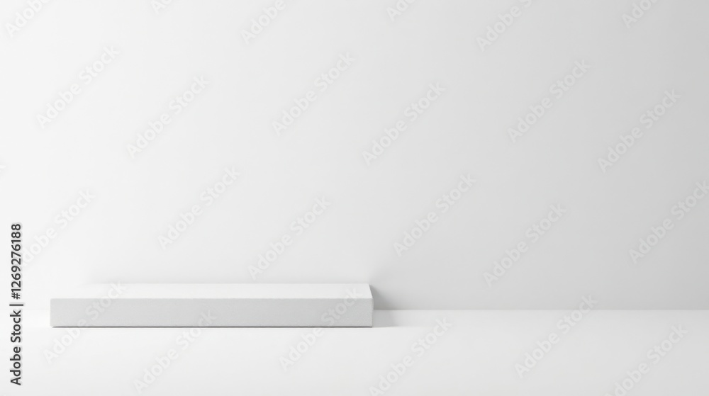 Aufkleber clean minimalist white platform against a blank wall for product presentation or display