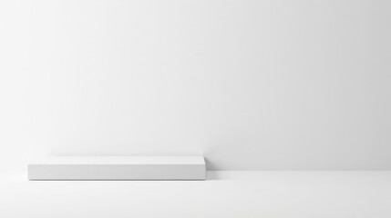 Clean Minimalist White Platform Against a Blank Wall for Product Presentation or Display