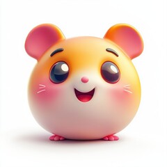 Fototapeta premium Cute cartoon hamster with big eyes and a happy expression in a playful pose on a plain background