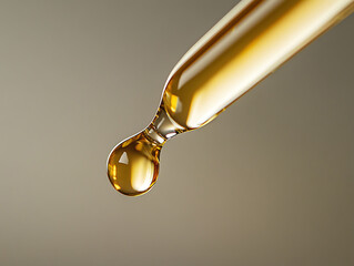 Aromatic Essential Oil Drop Falling from a Glass Pipette